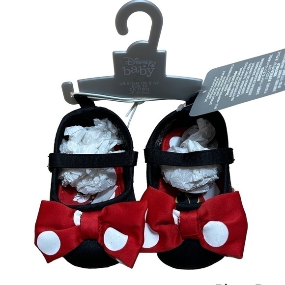 Disney Other - Disney Minnie Mouse Slipper Shoes Sz 6-12 mos Flats Dress Polka Dot Baby Girl